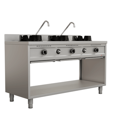 Wokstove | Gas Wok-Herd - 3x15 kW - 3 Koch Zone