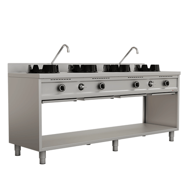 Wokstove | Gas Wok-Herd – 4×15 kW – 4 Koch Zone