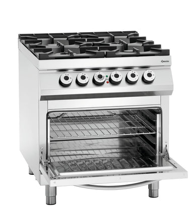 Gas stove, 4 burners,el. oven,2/1GN