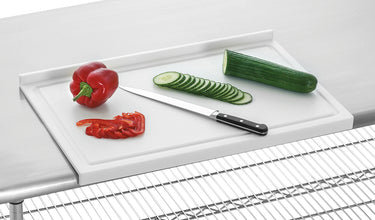 Cutting board PE, stop-edge, white