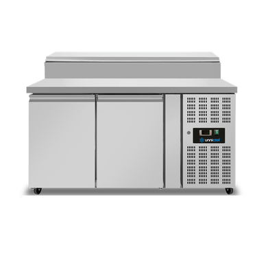 Saladette | 2 Türen (1/1 GN) | Aufsatz 6× 1/3 GN | +2°C bis +8°C | Umluft Kühlung | Klapp Deckel