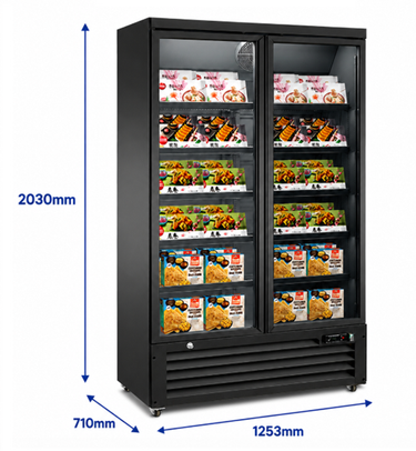 Tiefkühlschrank 2 Glas Türen – 1253×710×2030mm - 985 Liter