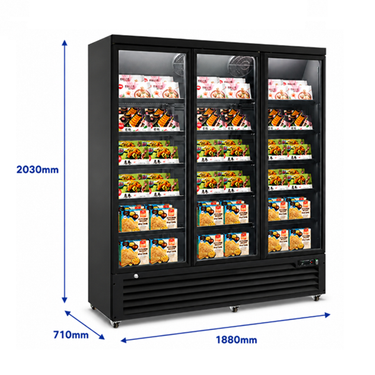 Glastürkühlschranks | Tiefkühlschrank 3 Glas Türen – 1530 Liter