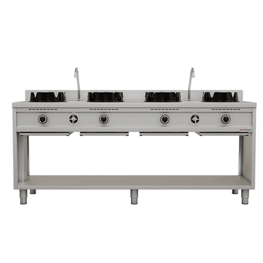 Wokstove | Gas Wok-Herd – 4×15 kW – 4 Koch Zone