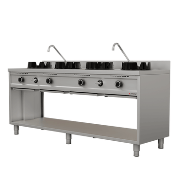 Wokstove | Gas Wok-Herd – 4×15 kW – 4 Koch Zone