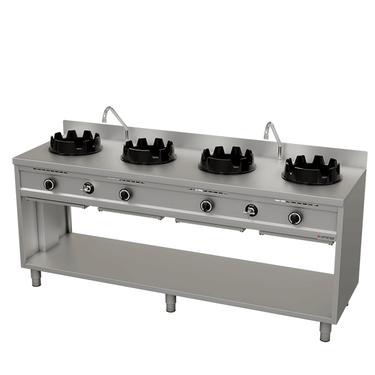 Wokstove | Gas Wok-Herd – 4×15 kW – 4 Koch Zone