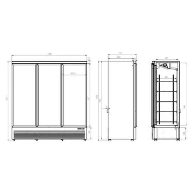 Kühlschrank 3 Glas Türen - 1530 Liter