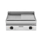 Elektro-Grillplatte – 1/2 glatt + 1/2 gerillt CHROM – E70GP20B+GSC