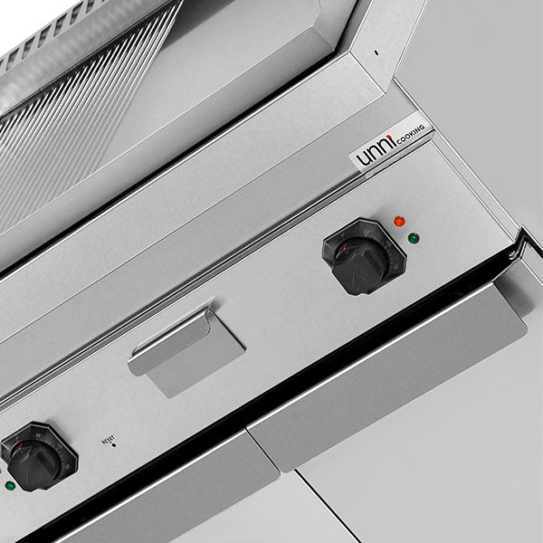 Elektro-Grillplatte – 1/2 glatt + 1/2 gerillt CHROM