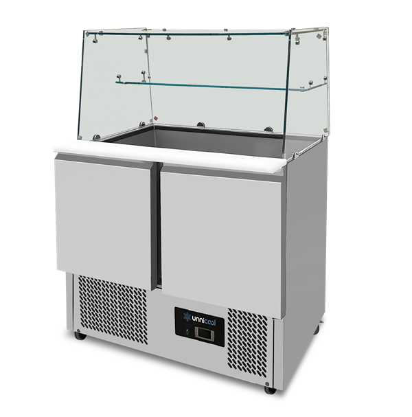 Cam vitrinli saladet 2 kapılı statik soğutma 90x70x85(h)cm