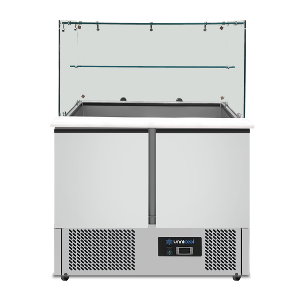 Cam vitrinli saladet 2 kapılı statik soğutma 90x70x85(h)cm