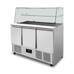 Saladette mit Glasaufsatz 3 Türen statische Kühlung 137x70x85(h)cm
