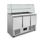 Saladette mit Glasaufsatz 3 Türen statische Kühlung 137x70x85(h)cm