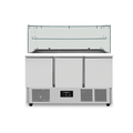 Saladette mit Glasaufsatz 3 Türen statische Kühlung 137x70x85(h)cm