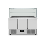 Saladette mit Glasaufsatz 3 Türen statische Kühlung 137x70x85(h)cm