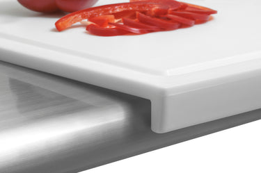 Cutting board PE, stop-edge, white