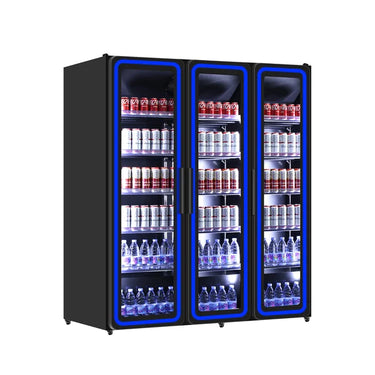 Kühlschrank 3 Glas Tür – 1190L – Blau LED Beleuchtung