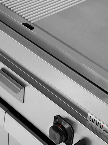 Arbeitstischs Kategorie 1 | Grillplatte Platte Gas – 1/2 glatt + 1/2 gerillt - G70GP20+GS-K