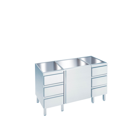 Work cabinet with hinged door and drawer blocks without worktop 1400 × 560 × 800-850 mm