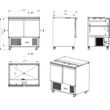 Saladette Static with Fan 900x700x870(h)mm