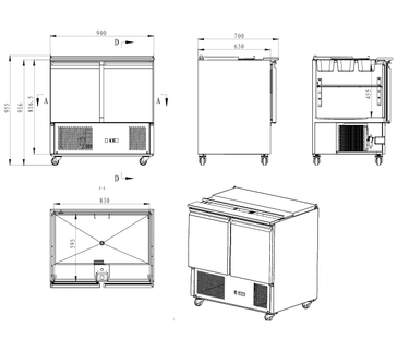 Saladette | statisch mit Umluft | 900x700x870(h)mm