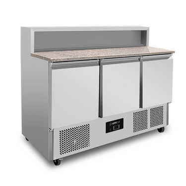 Pizza Çalışma Tezgahı, 3 Kapılı (GN 1/1), 8 × GN 1/6 Üst ile +2°C - +8°C