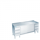 Arbeitsschrank mit Schiebetüren und Schubladenblöcken Tischplatte, hinten auf 1800 × 600 × 850-900 mm