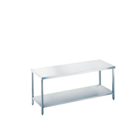Work table with undershelf, worktop edged down on all sides 700 × 700 × 850-900 mm