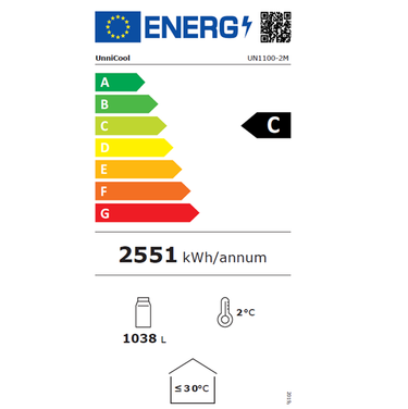 Kühlschrank 2 Glas Tür – 900L – Blau LED Beleuchtung
