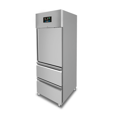 Kühlschrank – 1 Tür – GN 2/1 – 650 Liter – 1 Halbtür und 2 Schubladen