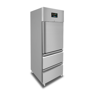Kühlschrank – 1 Tür – GN 2/1 – 650 Liter – 1 Halbtür und 2 Schubladen