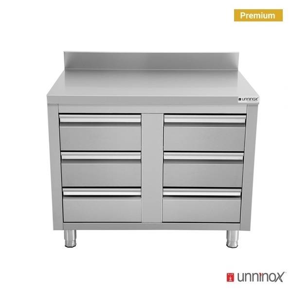 Schubladenschrank mit 6 Schubladen & Aufkantung, Tiefe 60 cm (WT-1006085-S6D)