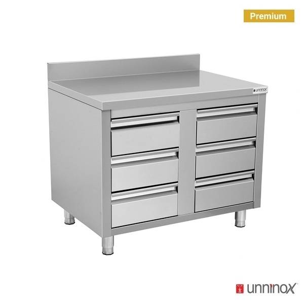 Drawer cabinet with 6 drawers & upstand, depth 70 cm (WT-1007085-S6D)