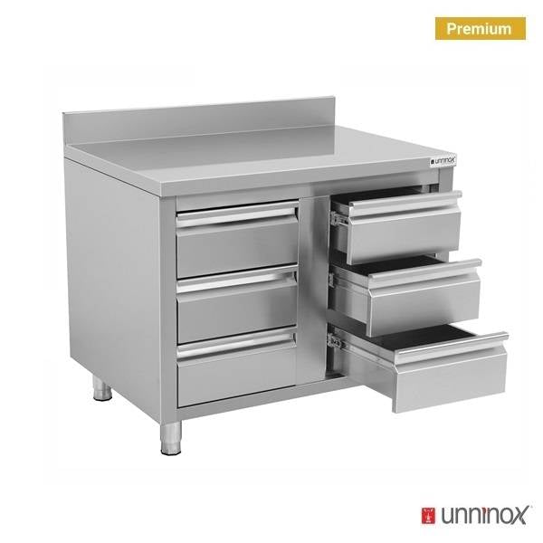 Drawer cabinet with 6 drawers & upstand, depth 60 cm (WT-1006085-S6D)