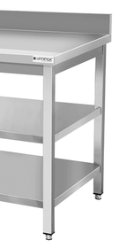 Çalışma tezgahı 700x700xH850mm, arkalıklı, çift alt raf, ECO (WTF77A-B+E77)