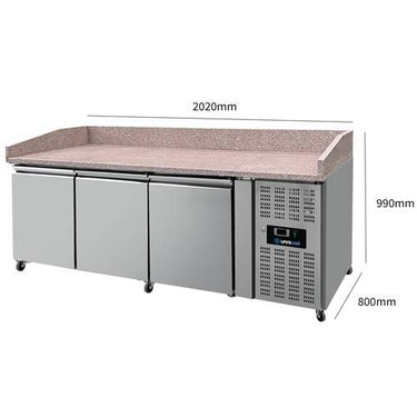 Pizza Counter 3 Doors - 202x80x100cm
