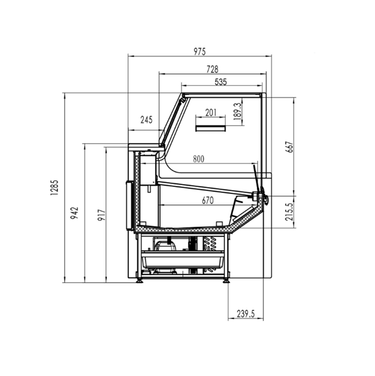 Fleischkühltheke – 2480mm mit einzeln Boden